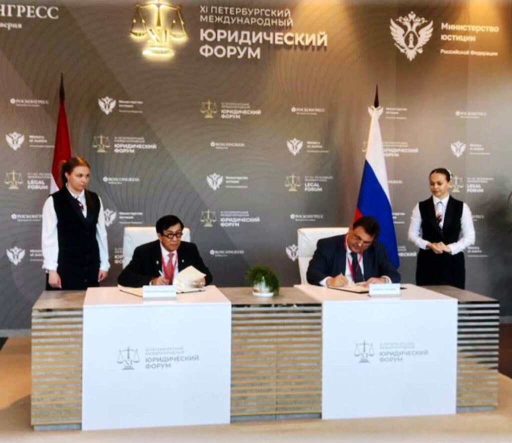 Indonesia dan Rusia Tandatangani MoU  Kerjasama di Bidang Hukum