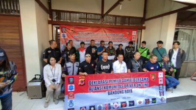 Jaga Kondusifitas Wilayah, Aliansi Komunitas Driver Online Bandung Raya Deklarasi Dukung Pemilu Damai